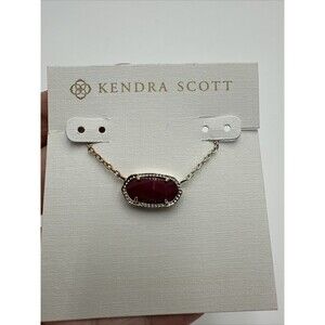 Kendra Scott Elisa Necklace Opaque Red Gold Tone Adjustable Chain 16”  NWT